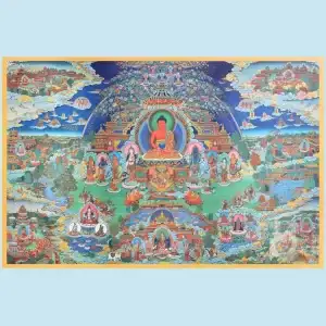 S2_A3卡片_极乐世界庄严图_有结缘条件一年内圆满10万阿弥陀佛心咒_或一年内圆满40万“南无阿弥陀佛”